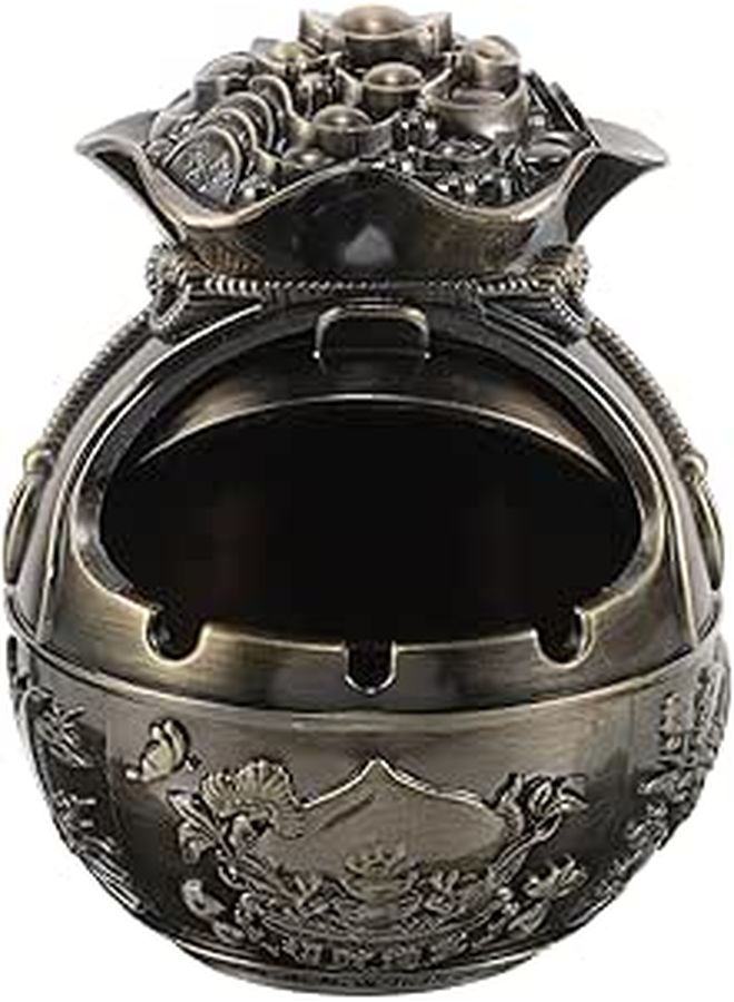 Vintage Goldfish Metal Ashtray With Lid Portable Zinc Alloy Windproof Ash Holder Decorative Table Ashtray For Home Patio Smokers - Image 1