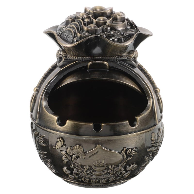 Vintage Goldfish Metal Ashtray With Lid Portable Zinc Alloy Windproof Ash Holder Decorative Table Ashtray For Home Patio Smokers - Image 2