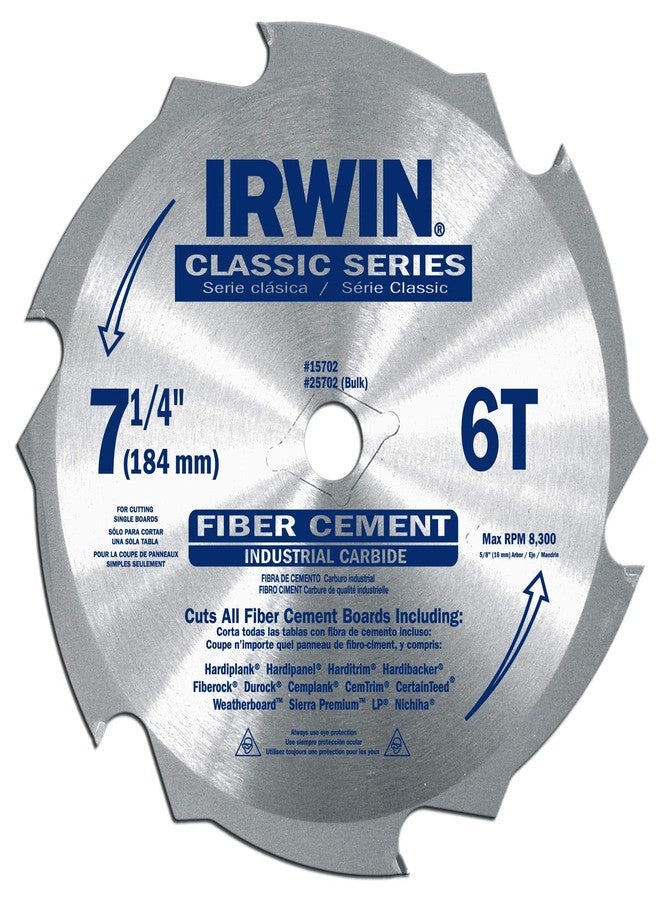 Irwin 15702ZR 7-1/4" 6-Tooth Fiber Cut Cement Board Saw Blade - Image 1