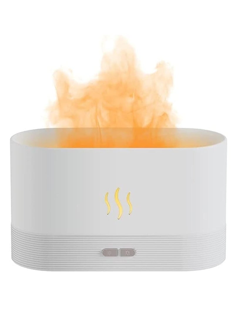 Flame Humidifier Night Light Quiet Desk Top USB Humidifier Aromatherapy Essential Oil Aroma Diffuser for Home Spa Office Bedroom Baby Room (Flame Aroma Diffuser, WHITE) - Image 1
