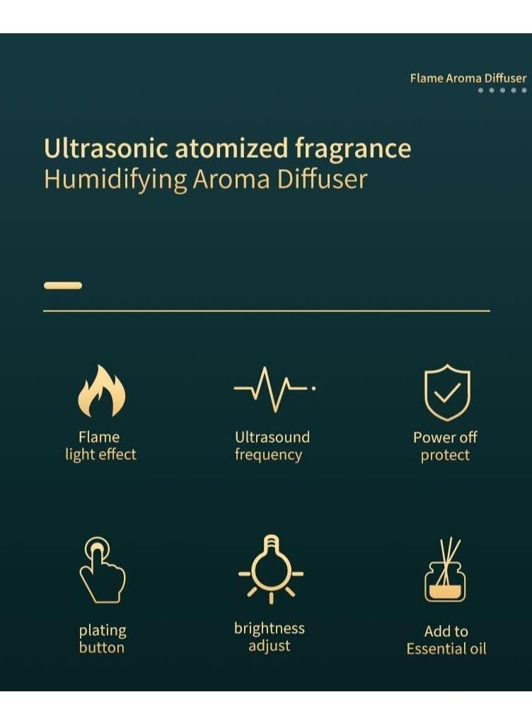 Flame Humidifier Night Light Quiet Desk Top USB Humidifier Aromatherapy Essential Oil Aroma Diffuser for Home Spa Office Bedroom Baby Room (Flame Aroma Diffuser, WHITE) - Image 5
