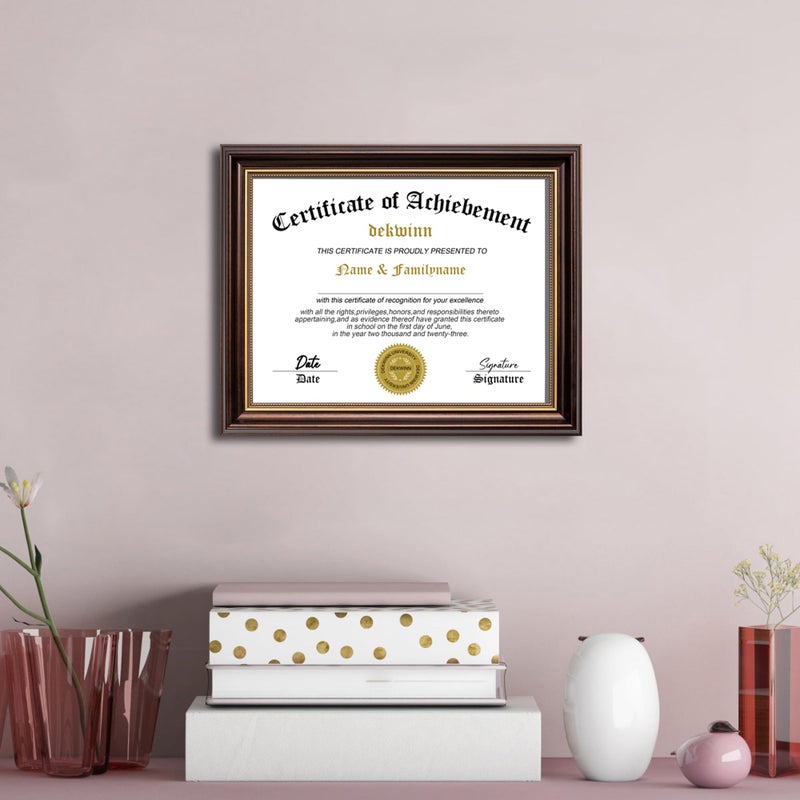 DEKWINN,8.5x11 Diploma Frames Certificate Document Frame,1 Pack Reddish Brown/Gold Trim with Real Glass for Wall Gallery or Tabletop display, Without Mat - Image 5