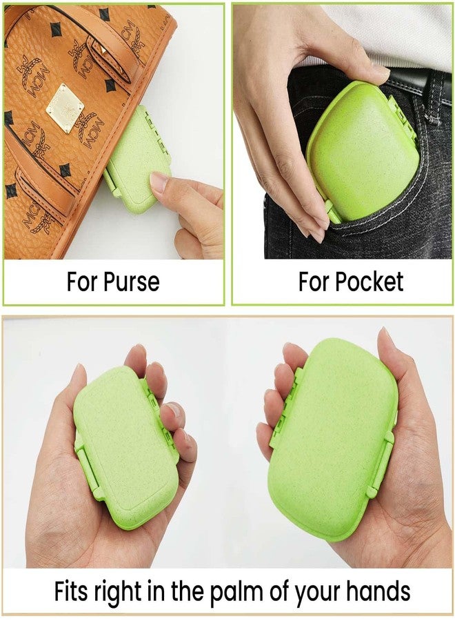 Homeaura Medicine Organizer Pill Box for Travel with 8 Compartments | Airtight Tablet Box for Medicine Storage | Wheat Straw Material BPA Free Moisture Proof | Portable Daily Pill Case | Green 1 Pc - Image 4