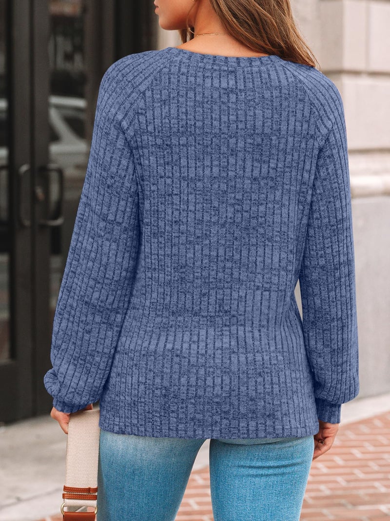 AUTOMET Womens Long Sleeve T Shirts Casual Tunic Work Tops Spring Plus Size Sweaters Date Night Outfit 2026 Dressy Blouse Blue XL - Image 4