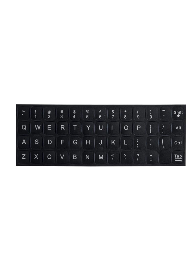 TAKEOFF English Keyboard Stickers Replacement English Keyboard Sticker with White Font on Black Background Universal for Laptop Desktop Computer,Matte English Keyboard Alphabet Sticker - Image 1