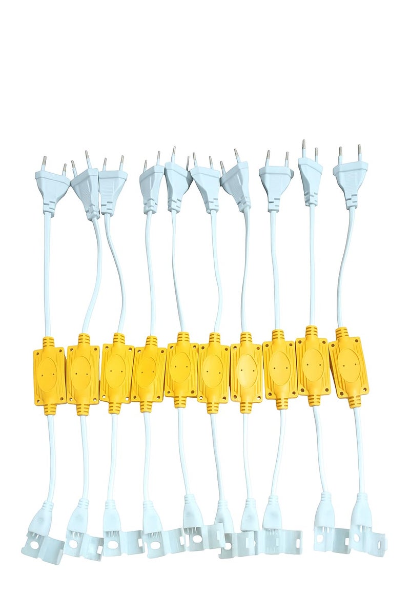 SEER 2-Pin Rope Light Adapter Connector for 3014 SMD LED Pipe, White with Yellow Housing, Pack of 10 - Image 1