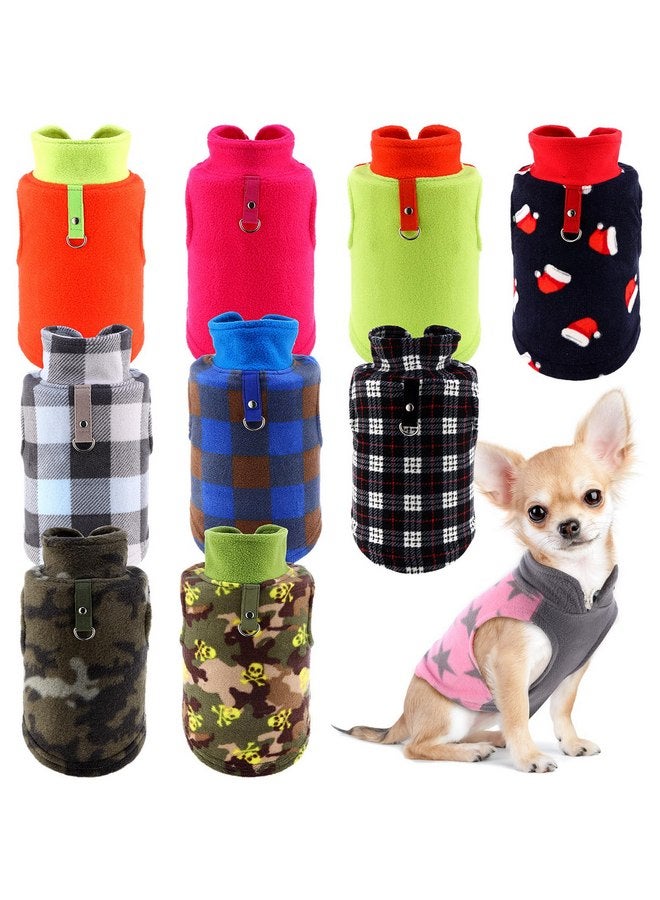 ريجيناري مجموعة من 10 قطع من سترات الكلاب الصغيرة المصنوعة من الصوف مع حلقة مقود وقميص منقوش ناعم ودافئ للشتاء للجراء (لون فاتح) - Image 1