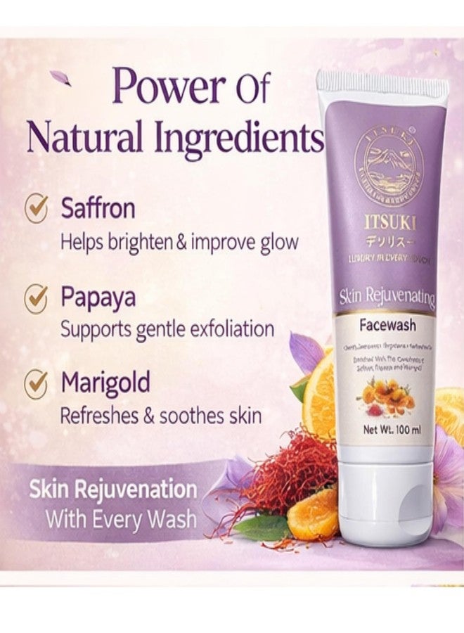 Itsuki Skin Rejuvenating Face Wash Saffron Papaya & Marigold Extract Deep Cleansing & Brightening Face Wash (100ml) - Image 5