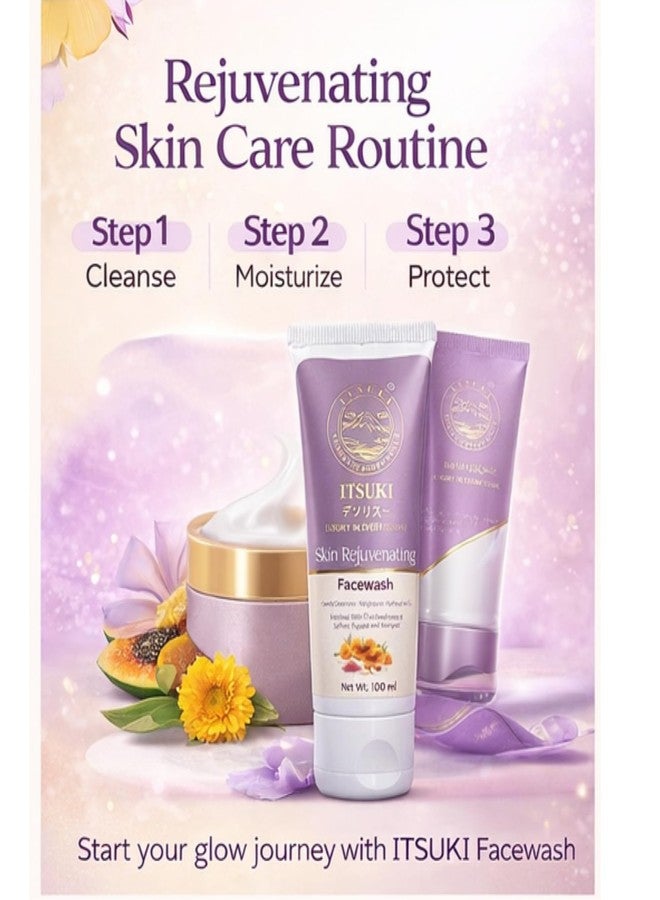 Itsuki Skin Rejuvenating Face Wash Saffron Papaya & Marigold Extract Deep Cleansing & Brightening Face Wash (100ml) - Image 2