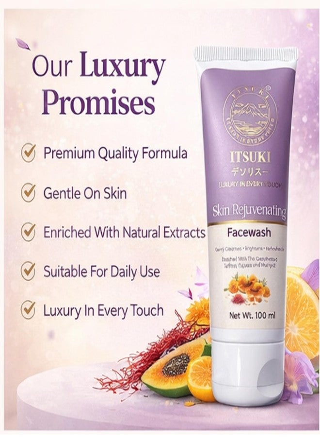 Itsuki Skin Rejuvenating Face Wash Saffron Papaya & Marigold Extract Deep Cleansing & Brightening Face Wash (100ml) - Image 4
