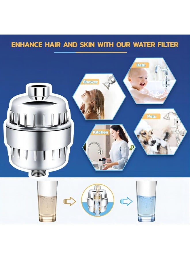 ريد ليف فلتر دش مكون من 25 مرحلة للمياه العسيرة (يتضمن خرطوشتين) يزيل الكلور والمواد الضارة، نظام خرطوشة رأس دش مفلتر منقي للمياه الأيونية للاستحمام والجلد والشعر المضاد للجفاف - Image 4