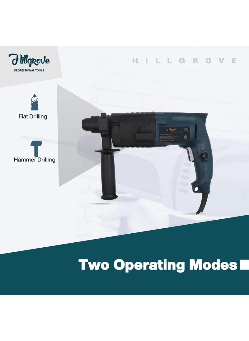 Hillgrove - Hillgrove HGCM1001M6 20mm 750W Hammer Impact Drill Machine ForwardReverse Rotation with 3 Bits and Drill Chunk13mmSDS Adapter for Making Holes in MetalWoodConcrete - Image 1