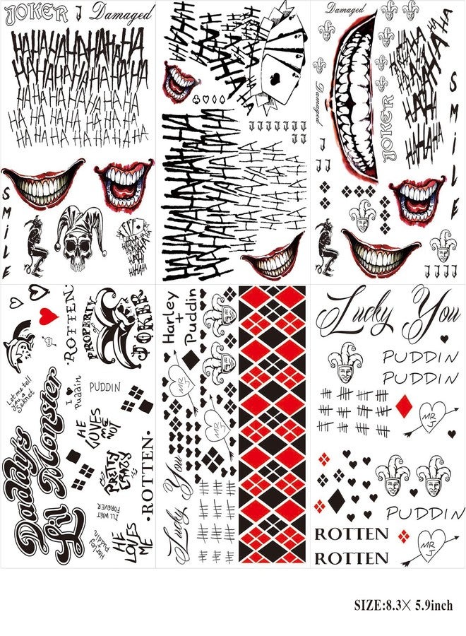 JEEFONNA 22 Sheets Halloween Temporary Tattoos, Perfect Halloween Joker Face Tattoos for Costumes, Halloween Party Accessories and Cosplay (Mixed's) - Image 3