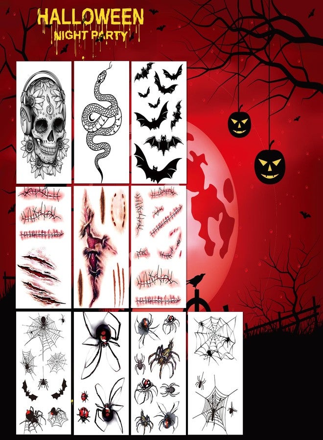 JEEFONNA 22 Sheets Halloween Temporary Tattoos, Perfect Halloween Joker Face Tattoos for Costumes, Halloween Party Accessories and Cosplay (Mixed's) - Image 5