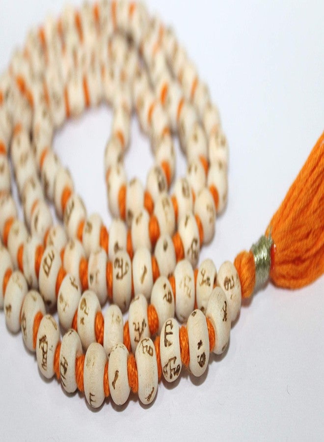 IS4A White Tulsi Japa Mala 108+1 8mm Hare Rama Hare Krishna Beads - Image 3