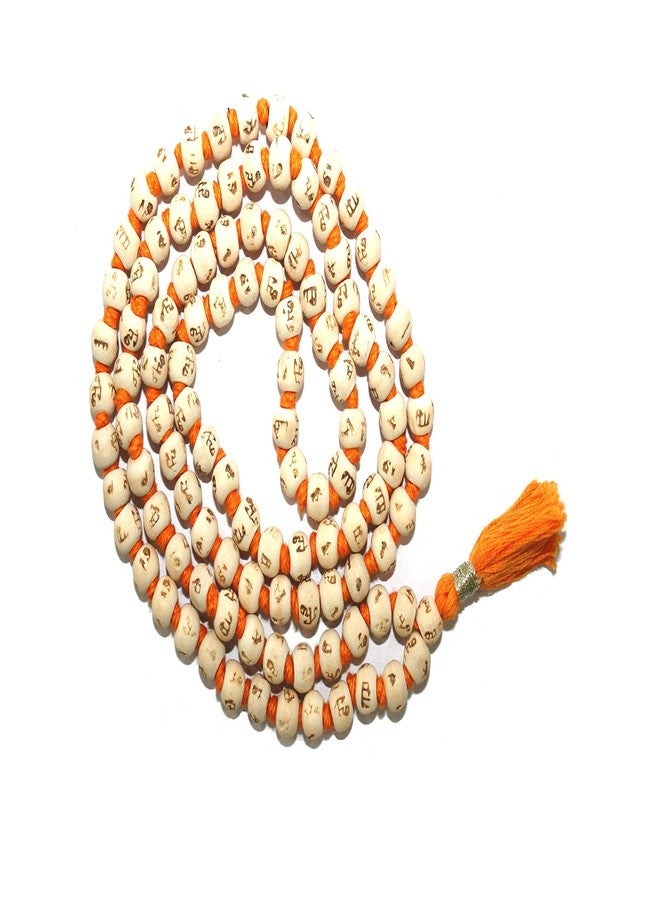 IS4A White Tulsi Japa Mala 108+1 8mm Hare Rama Hare Krishna Beads - Image 1