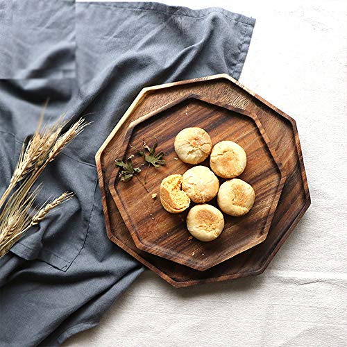 Renawe Set of 2 Acacia Wood Charcuterie Boards Round Wooden Serving Tray Fruit Platter Decor Trays Serving Ware Food Dish Serving Platters Cheese Board Square Party Trays Charger Plate Hosting Essentials - Image 4