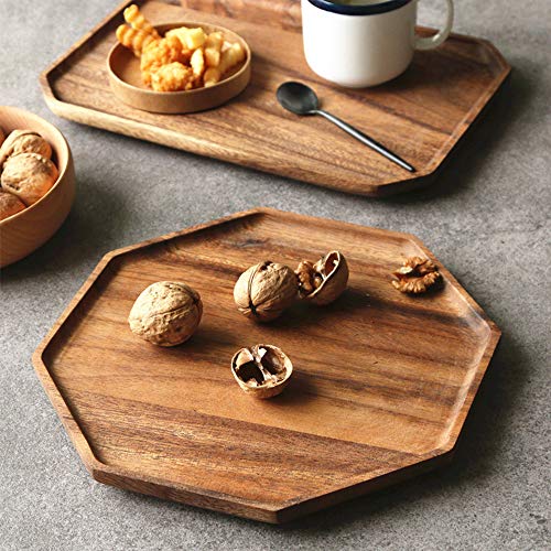Renawe Set of 2 Acacia Wood Charcuterie Boards Round Wooden Serving Tray Fruit Platter Decor Trays Serving Ware Food Dish Serving Platters Cheese Board Square Party Trays Charger Plate Hosting Essentials - Image 2