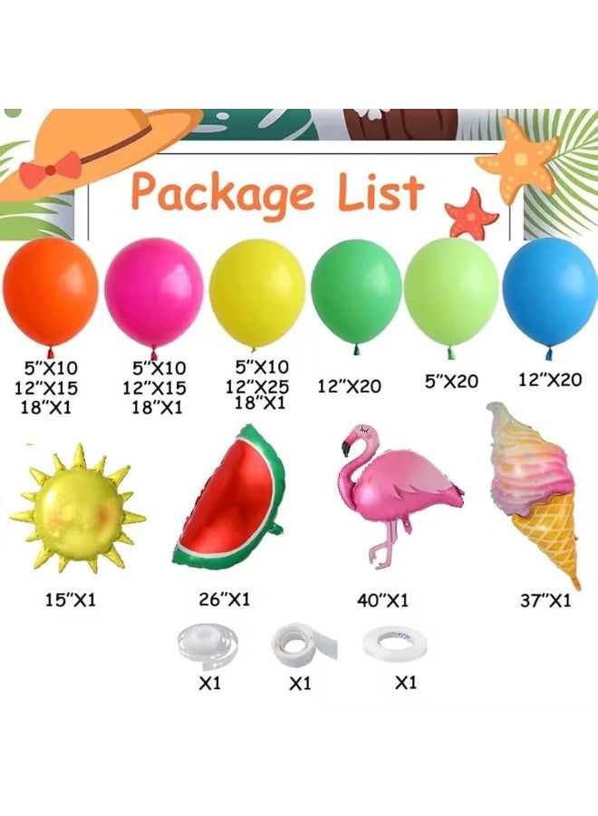 GIHOO Summer Party Decoration 144PCS Tropical Flamingo Balloons Garland Arch Kit,Watermelon,Ice Cream Flamingo Balloons for Beach Pool Hawaiian Luau Birthday Party Decorations - Image 2