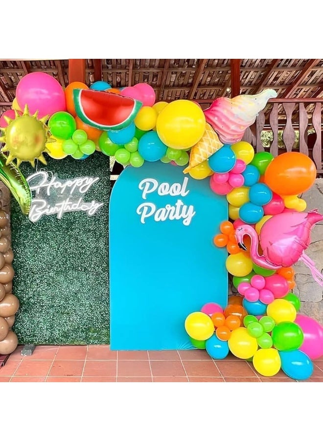 GIHOO Summer Party Decoration 144PCS Tropical Flamingo Balloons Garland Arch Kit,Watermelon,Ice Cream Flamingo Balloons for Beach Pool Hawaiian Luau Birthday Party Decorations - Image 4