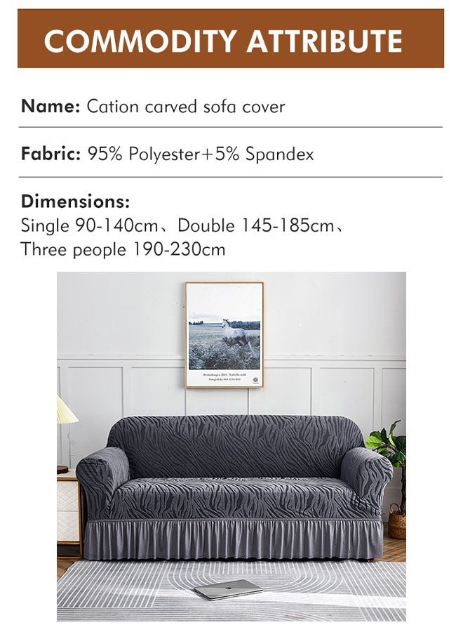 MLADEN 1/2/3 Seater One Piece Removable Sofa Slipcover Couch Cover Universal Furniture Protector Cover Washable High-stretch with Skirt Sofa Cover Living Room Furniture Couch Slipcover Armchair（Beige） - Image 2