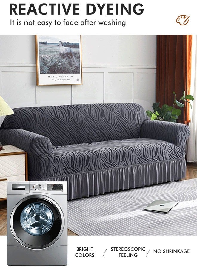 MLADEN 1/2/3 Seater One Piece Removable Sofa Slipcover Couch Cover Universal Furniture Protector Cover Washable High-stretch with Skirt Sofa Cover Living Room Furniture Couch Slipcover Armchair（Beige） - Image 5
