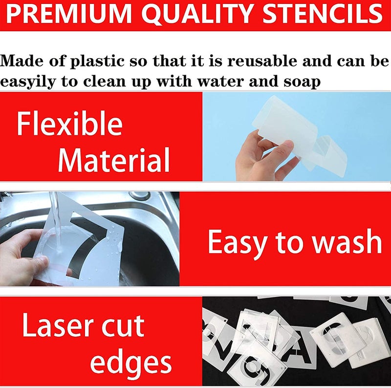 YEAJON 6 Inch Letter Stencils and Numbers, 36 Pcs Alphabet Art Craft Stencils, Reusable Plastic Templates for Wood, Wall, Fabric, Rock, Signage(6 Inch) - Image 5