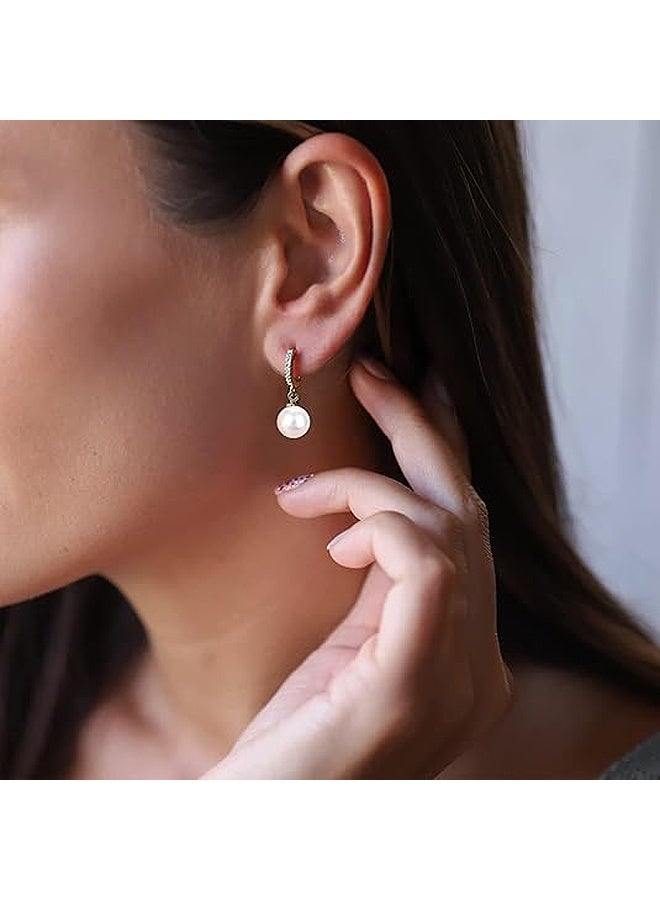 Photon أقراط اللؤلؤ الدائرية، للنساء المراهقات، أقراط اللؤلؤ لحفلات الزفاف، أقراط اللؤلؤ الدائرية - Image 5