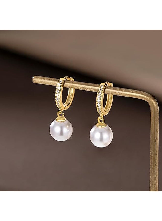 Photon أقراط اللؤلؤ الدائرية، للنساء المراهقات، أقراط اللؤلؤ لحفلات الزفاف، أقراط اللؤلؤ الدائرية - Image 3