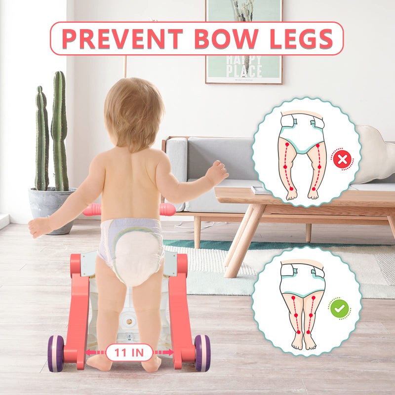 QDRAGON 5 in 1 Walker for Baby Girl, Baby Push Walkers, Assemble as Scooter/Motorbike/Activity Center/Detachable Panel, Walking Toys for Infants 6-12 Months, Red - Image 4