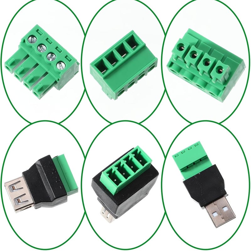 2Pcs USB 2.0 Female to 4 Pin Screw Terminal Connector Solderless Adapter - Image 2