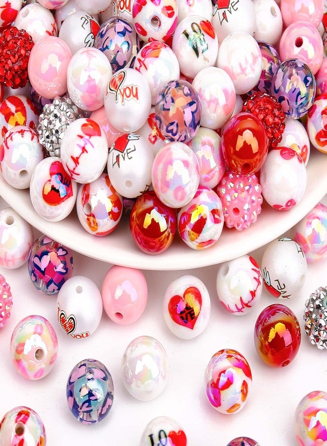 BONNY BOXX 50pcs 16mm Valentine's Day Acrylic Beads, Red Pink Love Heart Lips Bubblegum Chunky Beads for Decoration Garland Beadable Pen Jewelry Making DIY Home Decor - Image 4