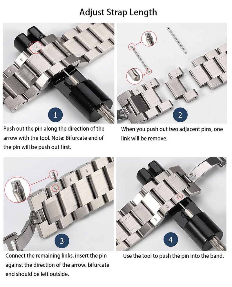 Berfine 22mm Quick Release Watch Strap,Premium Solid Stainless Steel Watch Band Replacement,Black - Image 5
