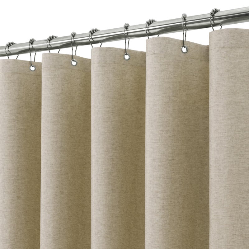 Shower Curtain for Bathroom with Metal Hooks Linen Fabric Shower Curtain Heavy Duty Bath Curtain for Wet Room Bathtub Shower Stall Hotel Quality Weighted Hem Waterproof  182 x 182cm Taupe