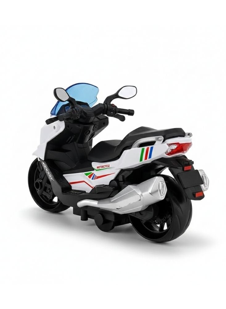 بريميم لعبة دراجة نارية للأطفال بتصميم شرطة - دراجة نارية كهربائية بيضاء بتصميم واقعي للأطفال - Image 1