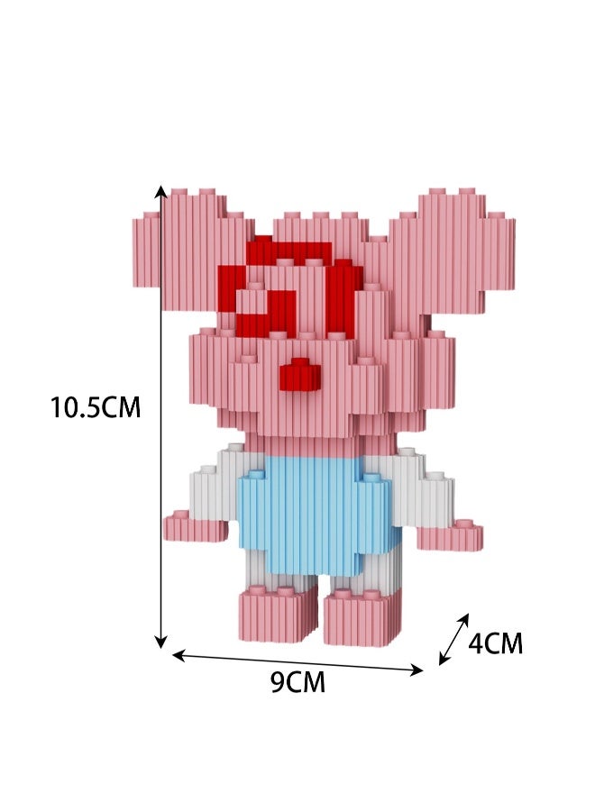 Miniature Small Particle Puzzle Building Blocks Gift Children's Educational Toy Puzzle (Blue And White Short-sleeved Bear)  - Image 2