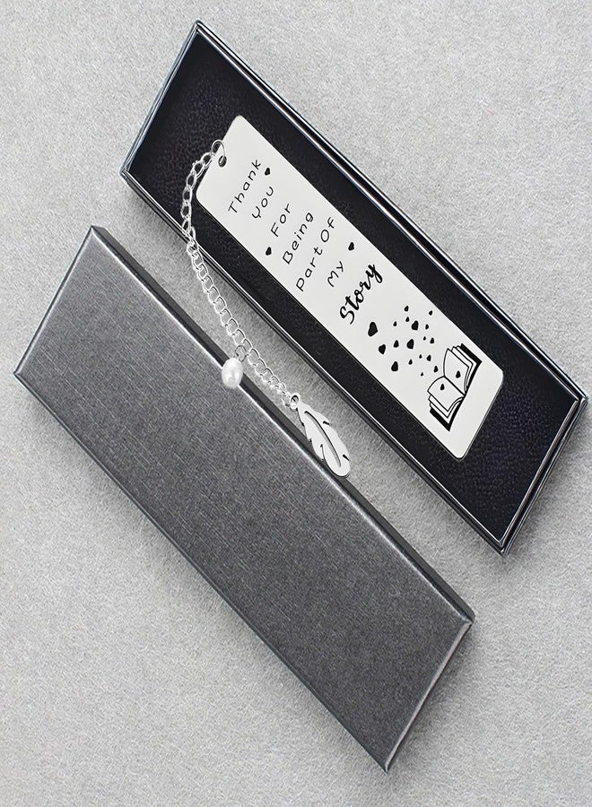 Teniinet Metal Bookmark, Engraved 'Thank You For Being Part Of My Story', Stainless Steel, Silver, 5.11 x 1.02 Inches, 1 Count - Image 2