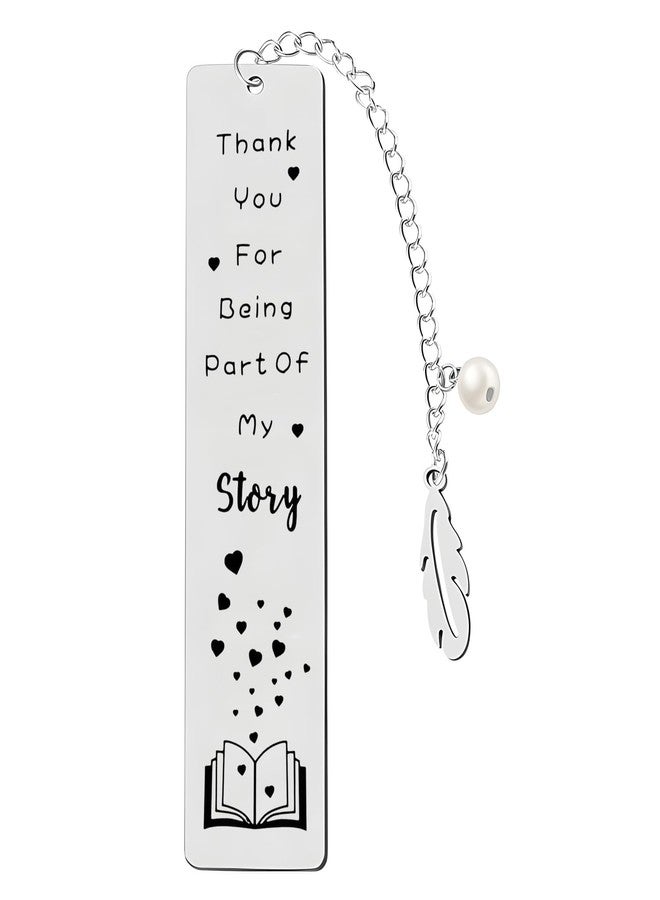Teniinet Metal Bookmark, Engraved 'Thank You For Being Part Of My Story', Stainless Steel, Silver, 5.11 x 1.02 Inches, 1 Count - Image 1