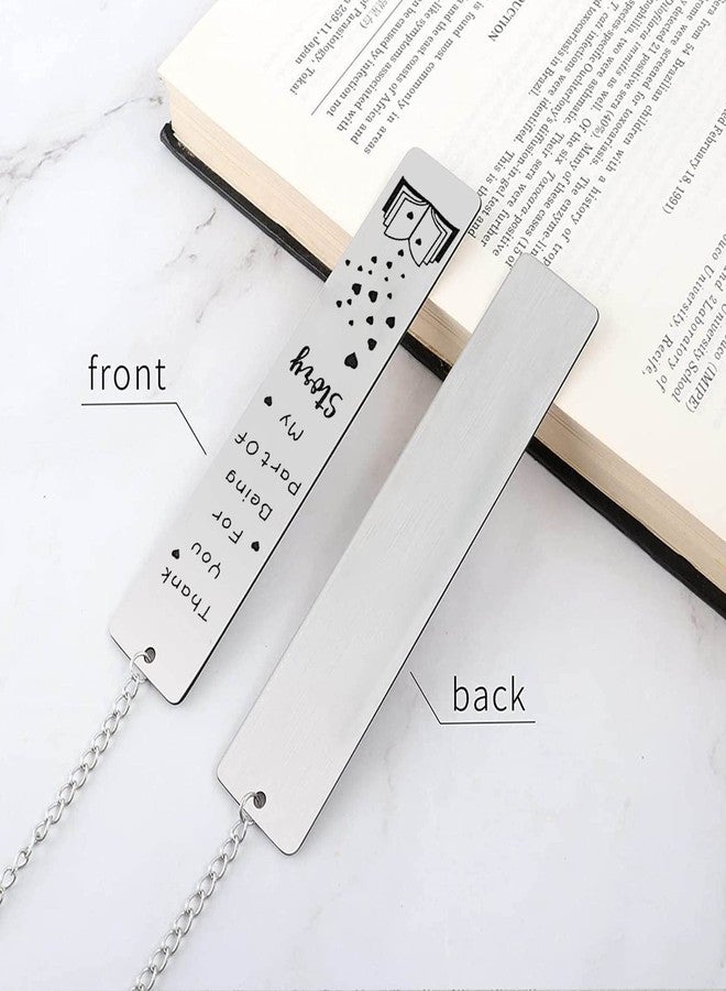 Teniinet Metal Bookmark, Engraved 'Thank You For Being Part Of My Story', Stainless Steel, Silver, 5.11 x 1.02 Inches, 1 Count - Image 4