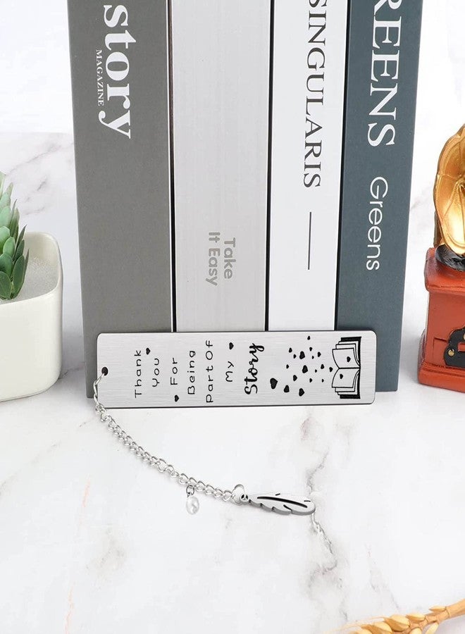 Teniinet Metal Bookmark, Engraved 'Thank You For Being Part Of My Story', Stainless Steel, Silver, 5.11 x 1.02 Inches, 1 Count - Image 5