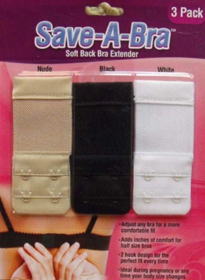 3-Piece Soft Back Extemder Bra Re-Size Set Nude/Black/White