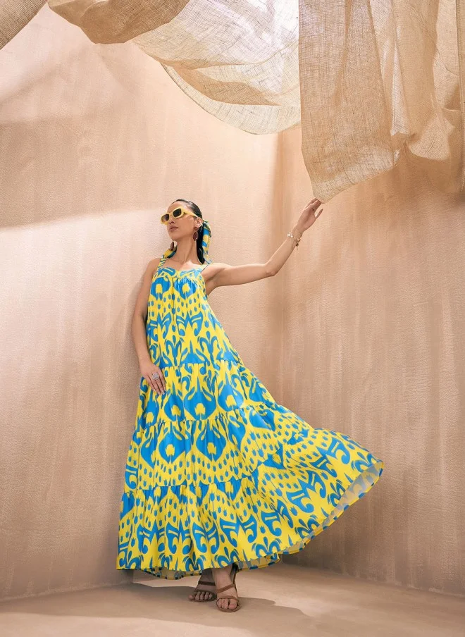 SASSAFRAS Ikat Print Maxi Dress for Women