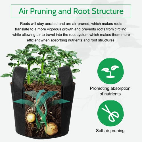 JERIA 12-Pack 10 Gallon, Vegetable/Flower/Plant Grow Bags, Aeration Fabric Pots with Handles (Black), Come with 12 Pcs Plant Labels - Image 5