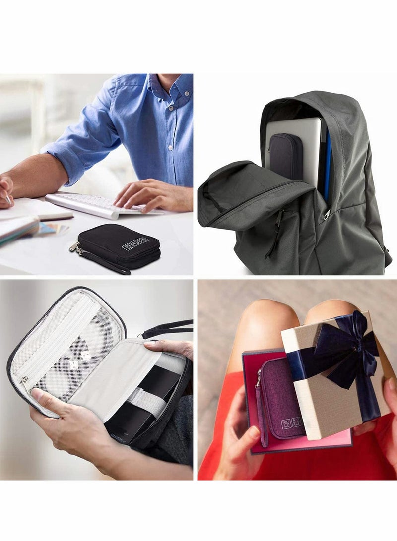 Zikra Small Electronic Organizer Cable Bag, Travel Portable 2 PCS Electronic Accessories Storage Bag Soft Carrying Case Pouch for Hard Drive, Cord, Charger, Earphone, USB, SD Card (Black+Gray) - Image 5