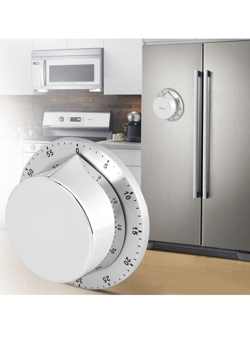 Manual Timer, 60 Minute Professional Mechanical Kitchen Timer With Magnetic Base, Countdown Cooking Baking Timing Tool, Loud Alarm Sound And Easy To Stick On Any Surface(Silver) - Image 2