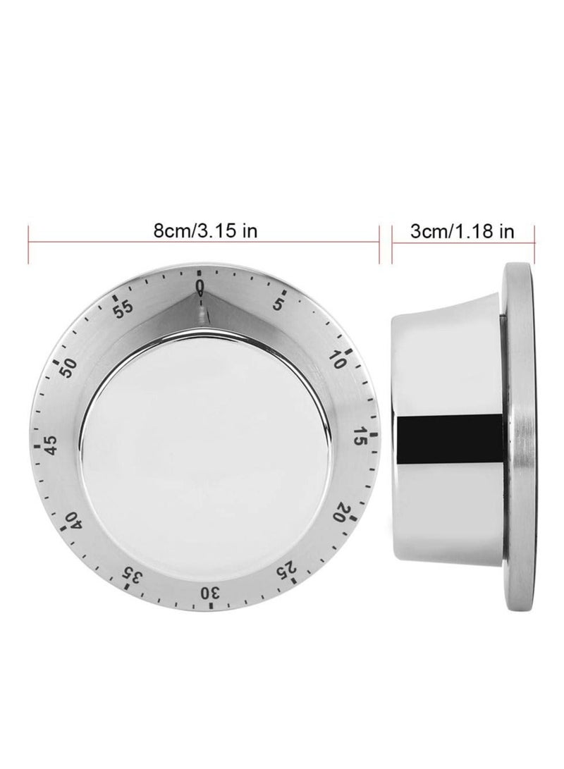 Manual Timer, 60 Minute Professional Mechanical Kitchen Timer With Magnetic Base, Countdown Cooking Baking Timing Tool, Loud Alarm Sound And Easy To Stick On Any Surface(Silver) - Image 5