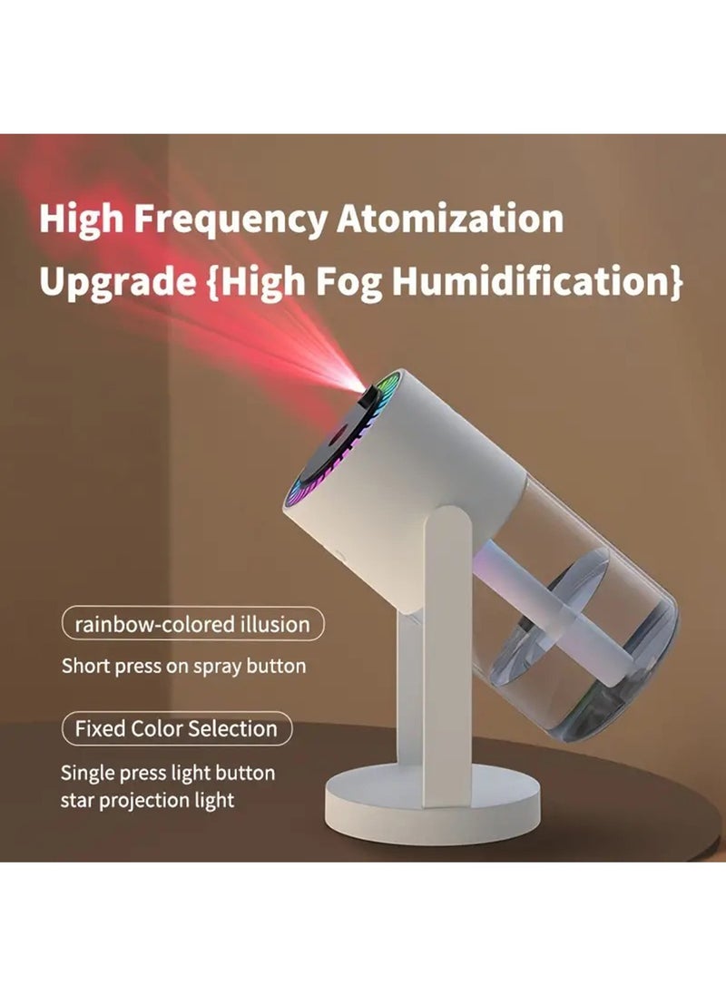 Hihonor - USB Powered Ultrasonic Humidifier Aromatherapy Diffuser, 280mL Portable Quiet Mist Humidifier for Various Room Types, Starry Sky Projector Top, Dual Spray Patterns, Small Size for Home, Pink - Image 1