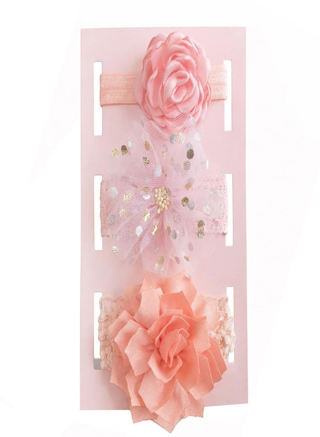 Simxen “Baby Girl Hair Bows Set – Princess Crown Headband & Soft Nylon Bow Clips, Cute Pink Hair Accessories for Infants, Toddlers & Kids (3-Pack)” (FLOWER) - Image 1