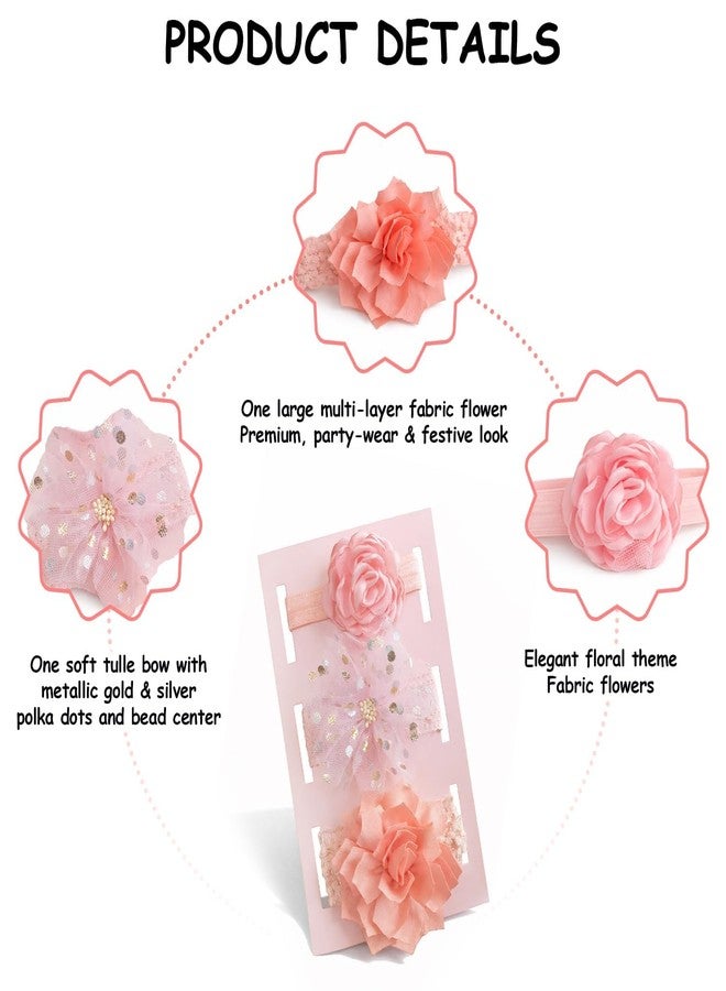 Simxen “Baby Girl Hair Bows Set – Princess Crown Headband & Soft Nylon Bow Clips, Cute Pink Hair Accessories for Infants, Toddlers & Kids (3-Pack)” (FLOWER) - Image 3