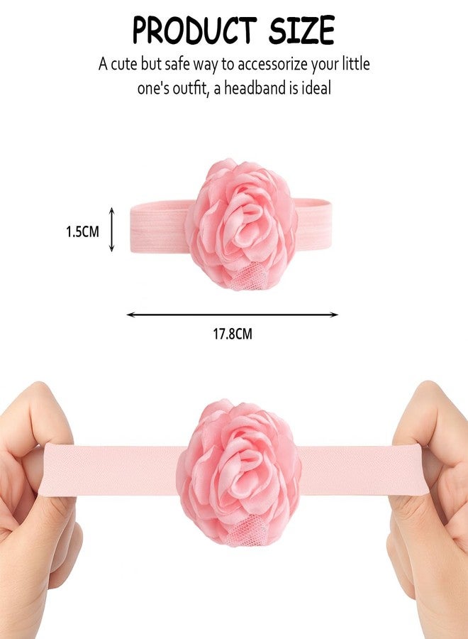 Simxen “Baby Girl Hair Bows Set – Princess Crown Headband & Soft Nylon Bow Clips, Cute Pink Hair Accessories for Infants, Toddlers & Kids (3-Pack)” (FLOWER) - Image 5